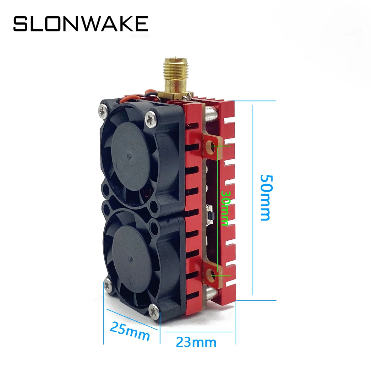 Slonwake โมดูลส่งสัญญาณ FPV vtx 48ช่องสัญญาณ5W 5.8G ไมโครโฟนในตัวสองพัดลมทำความเย็นสำหรับโดรนสำหรับแข่ง FPV