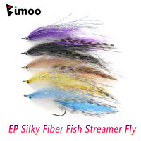 Bimoo 1PC 2PCS 1/0 ~ 4/0 EP Silky Fiber Fish Streamer Fly Trout Slamon Steelhead Salmon Saltwater Fly Fishing Flies Lure Baits