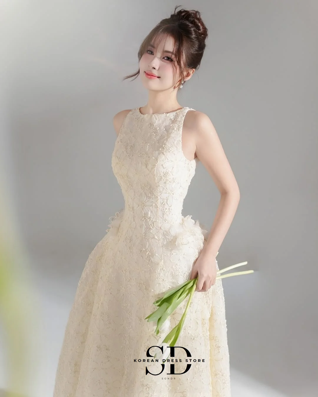 Sondr Luxury Women Party Dresses Korean Wedding Snap Dresses Customized A Line O-Neck Sleeveless Reception Dress Evening Gown