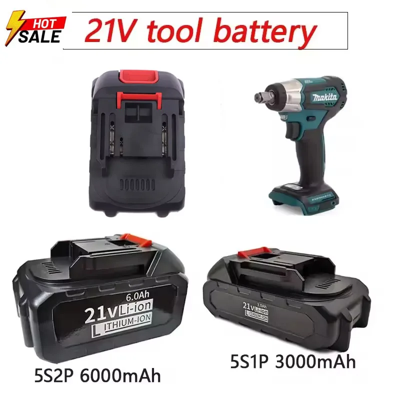 Neue wiederaufladbare 21-V-Lithiumbatterie, kabelloses Elektrowerkzeug für 21-V-Universalbatterie, kompatibel mit hoher Kapazität