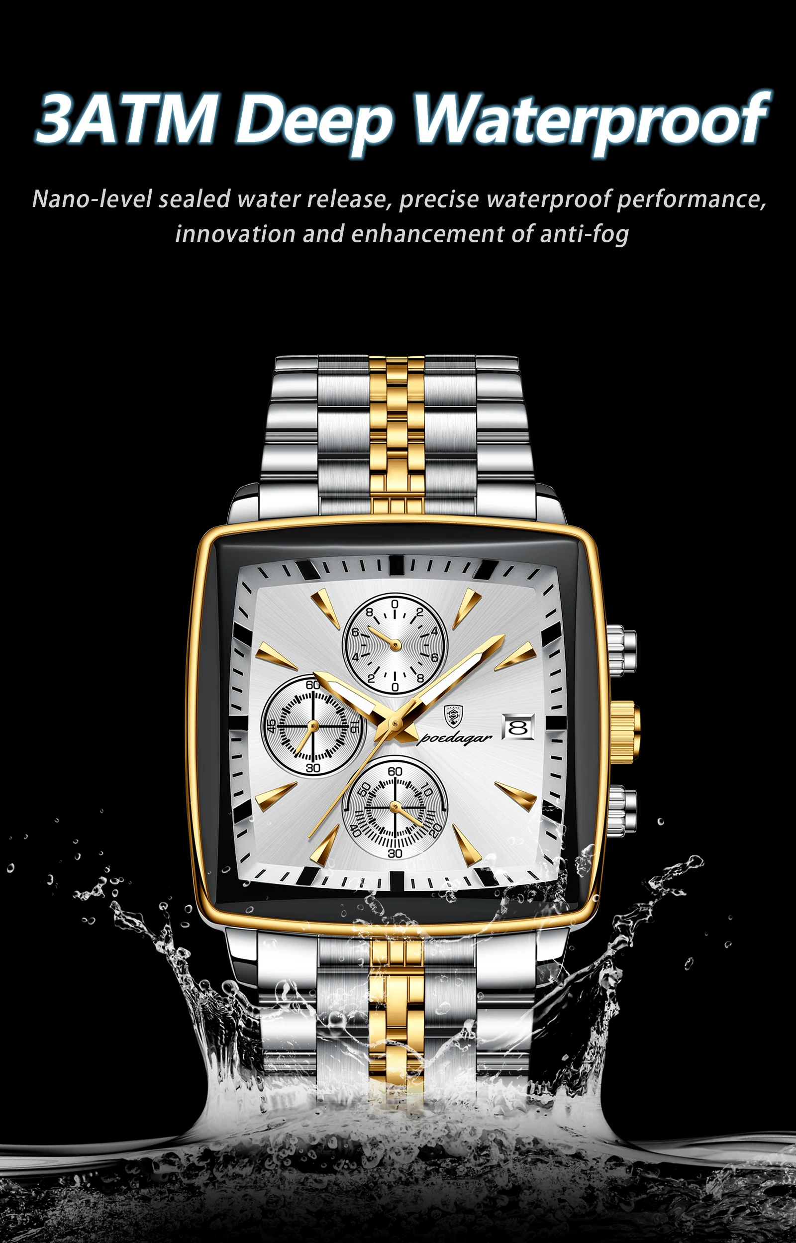 POEDAGAR Top-Luxus-Herren-Armbanduhr Quarz Leuchtend Wasserdicht Edelstahl Herrenuhr Chronograph Datum Business-Herrenuhren – Detail 12
