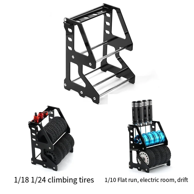 AS96-RC Wheel Rack RC Wheel Tyre Storage Shelf RC Metal Wheel Rim Tire Storage Rack For 1/10 1/12 Vehicles Model Crawler Car