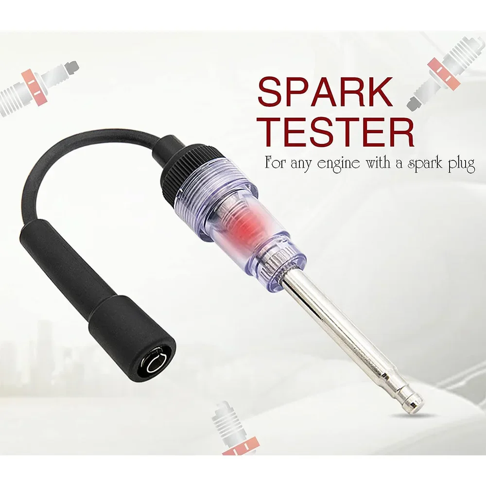 Universal Ignition Spark Tester Engine Diagnostic Tool In Line Checker with Metal Connectors for Car Truck Lawnmower Motorcycle
