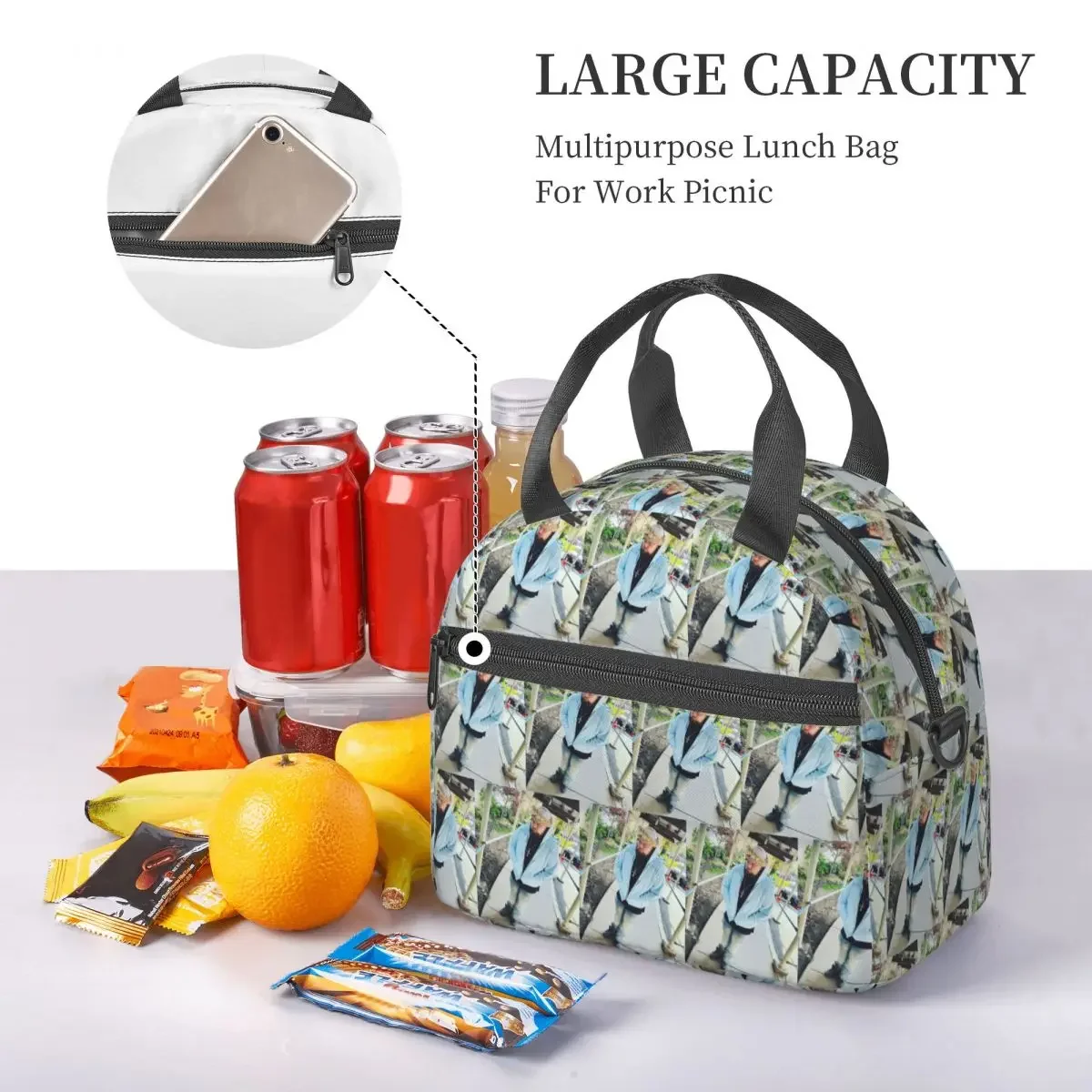 Joeyy Singer Vocalist Music Rapper Insulated Lunch Bag for Women Children Leakproof Food Boxes Thermal Lunch Box Tote