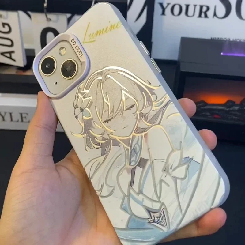 3D Anime Genshin Impact Reisende Mädchen Handyhülle für iPhone 11 12 13 14 15 16 17 Pro Max Plus Niedliche Schwester Stoßfeste Schutzhülle Funda