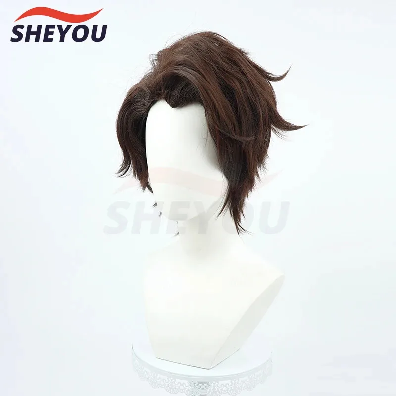 

COSda@Aizen Sousuke Cosplay Wig Anime Bleach Short Brown Heat Resistant Hair Halloween Party Role Play Wigs + Wig CapCOSda@