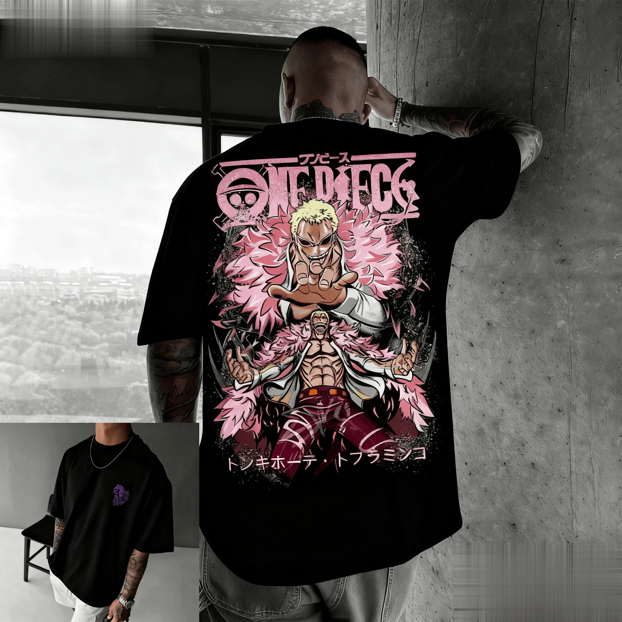 Unisex One Piece Zoro Anime Herren T-Shirt Baumwolle Kurzarm Tee Sommer Neu Y2k Cartoon Grafik Streetwear Lässiges Oberteil Übergroß