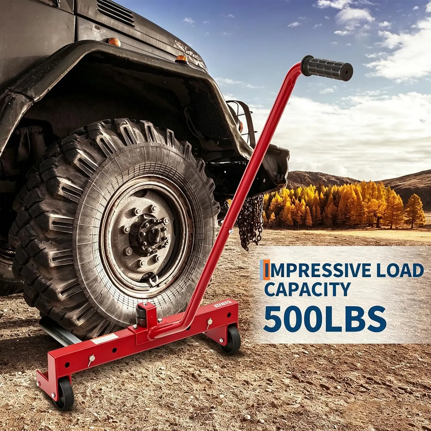 500 LBS Heavy-Duty Tire Dolly Adjustable Heavy-Duty Wheel Moving Cart Tire Transport Tool for Effortless Tire Moving & Storage in Garages Workshops, Auto Repair Shops