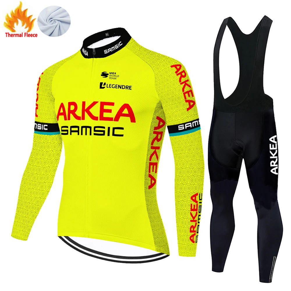 ARKEA SAMSIC Team 2024 Winter Cycling kit ciclismo Men Long Sleeve Jersey Suit Outdoor Riding Bike MTB Bib Pants