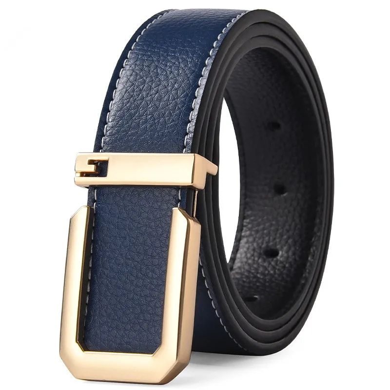 3,3 cm breiter, modischer Freizeitgürtel mit glatter Silberschnalle, Designer-Herrengürtel von hoher Qualität, Unisex-Passform, perfekt für Jeans und Arbeitskleidung. – Detail 4