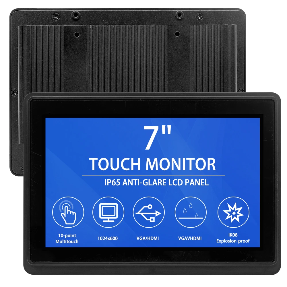 Customized IP65 Embedded 7 Inches Touch LCD Display HMI DC HD-MI  Capacitive Touch Screen Industrial