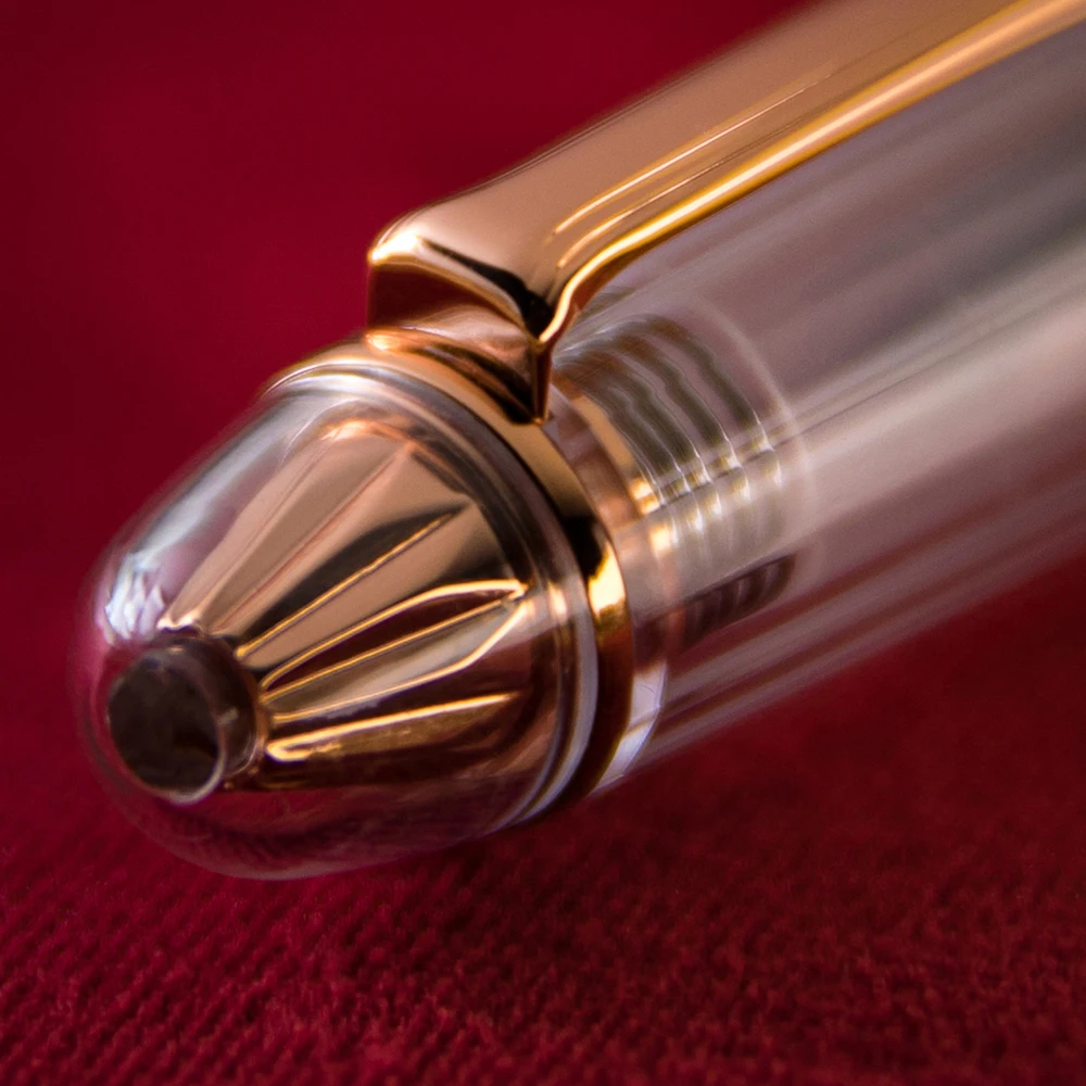 Natami Fountain Pen Fine Nib Transparent Clear Ink Converter Smooth Flow  Gold Trim Call Gift Leather Pouch Platinum Calligraphy