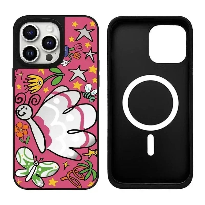 

Mirror Surface Butterfly Girl Pig Cartoon iPhone 11 12 13 14 15 Pro Max Case - Protective iPhone Case with MagSafe