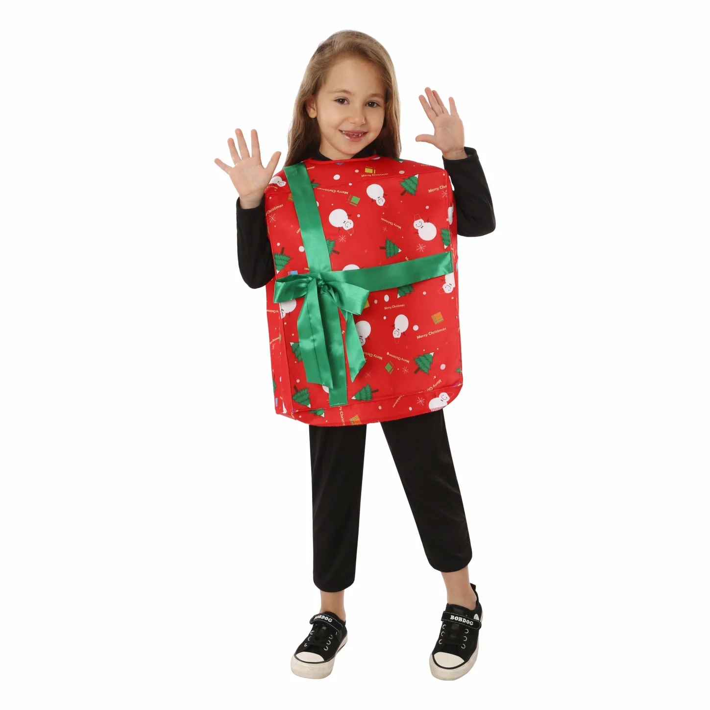 Niños niños niñas Navidad muñeco de nieve caja de regalo fiesta vacaciones Festival vestir traje disfraces niños Halloween Cosplay traje