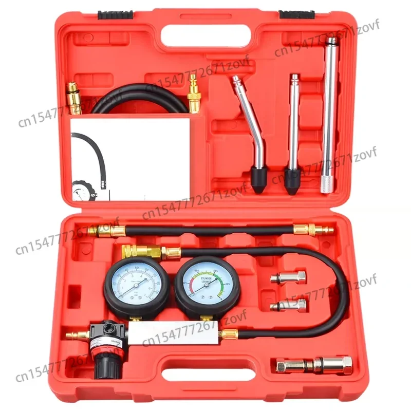 Multi-Function Cylinder Leak Down Tester Automotive Kit Dual Gauge Leakdown Detector Tool Set for Pressure Check
