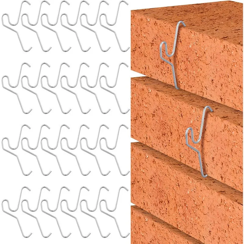 JFB Multipurpose Wall Hooks In Stainless Steel-48 Pieces-Brick Wall Hangers For Hanging For Gardening Tools And Christmas Wreath