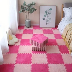 6Pcs Large Plush Foam Floor Mat Set - Soft, Non-Slip, Washable, Square Interlocking Rugs for Comfortable Protection in Any Room