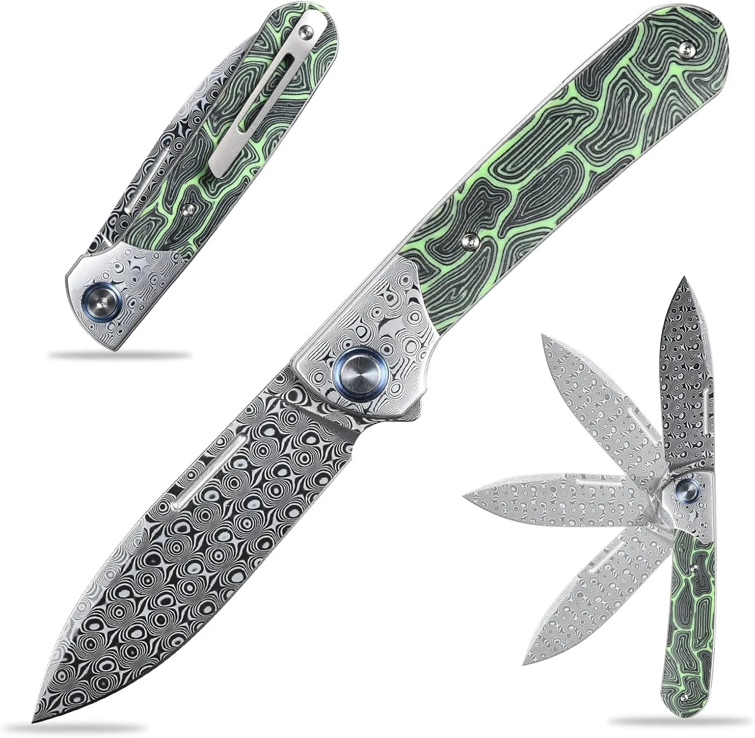 

Hot sales Sitivien ST256 Damascus Steel Blade Folding Knife Colorful G10 Handle EDC Pocket Knifes for Outdoor Camping Collection