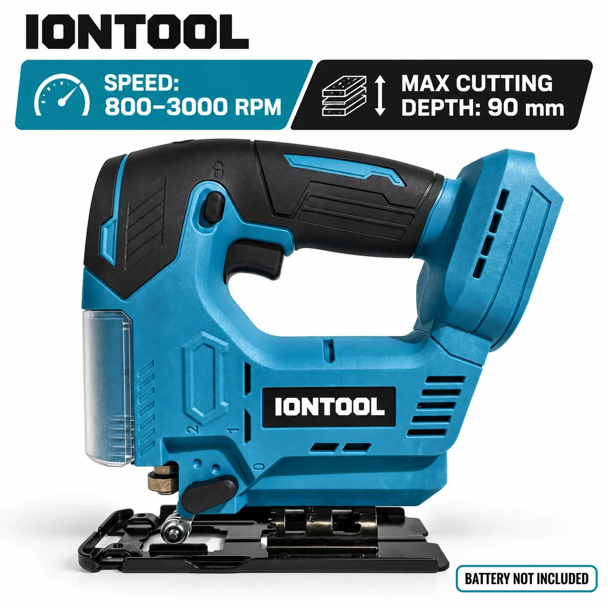 IONTOOL Cordless Jigsaw 800-3000 RPM 90mm Cutting Depth Variable Speed Electric Saw for Wood Metal Laminate DIY Projects Tool