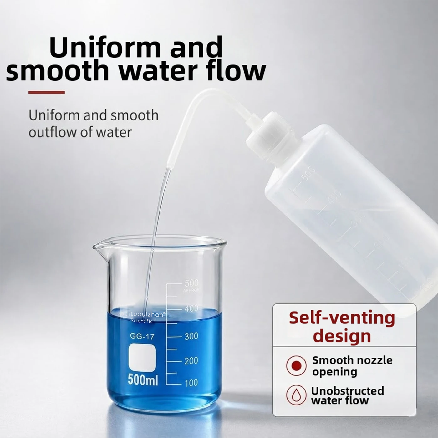 1 szt. 150ml 250ml 500ml 1000ml Plastikowa butelka do mycia z zakrzywionym dzióbkiem, butelka do płukania, czerwono-biała, z podziałką. — zdjęcie produktu 5