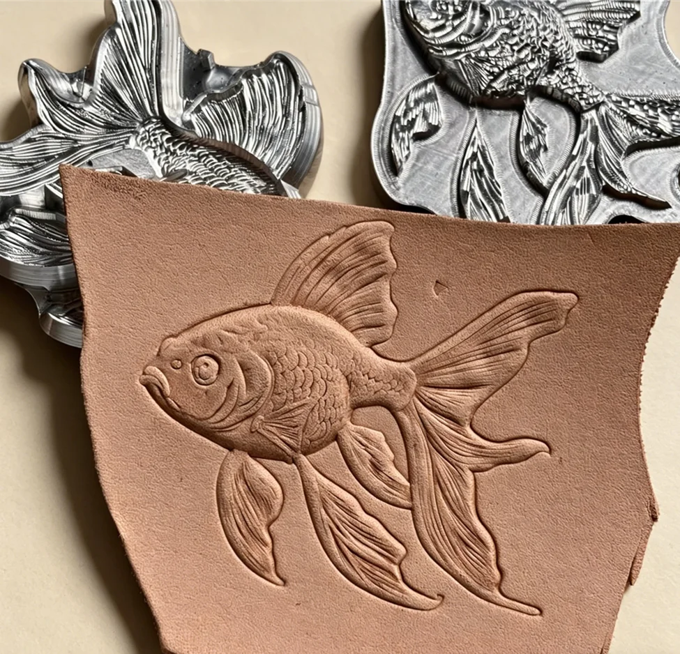 3D Fish Logo Leather Stamp Embossing Mold ,Vegetable-tanned Leather Carving Shaping Stamper  Pressing Tool Material