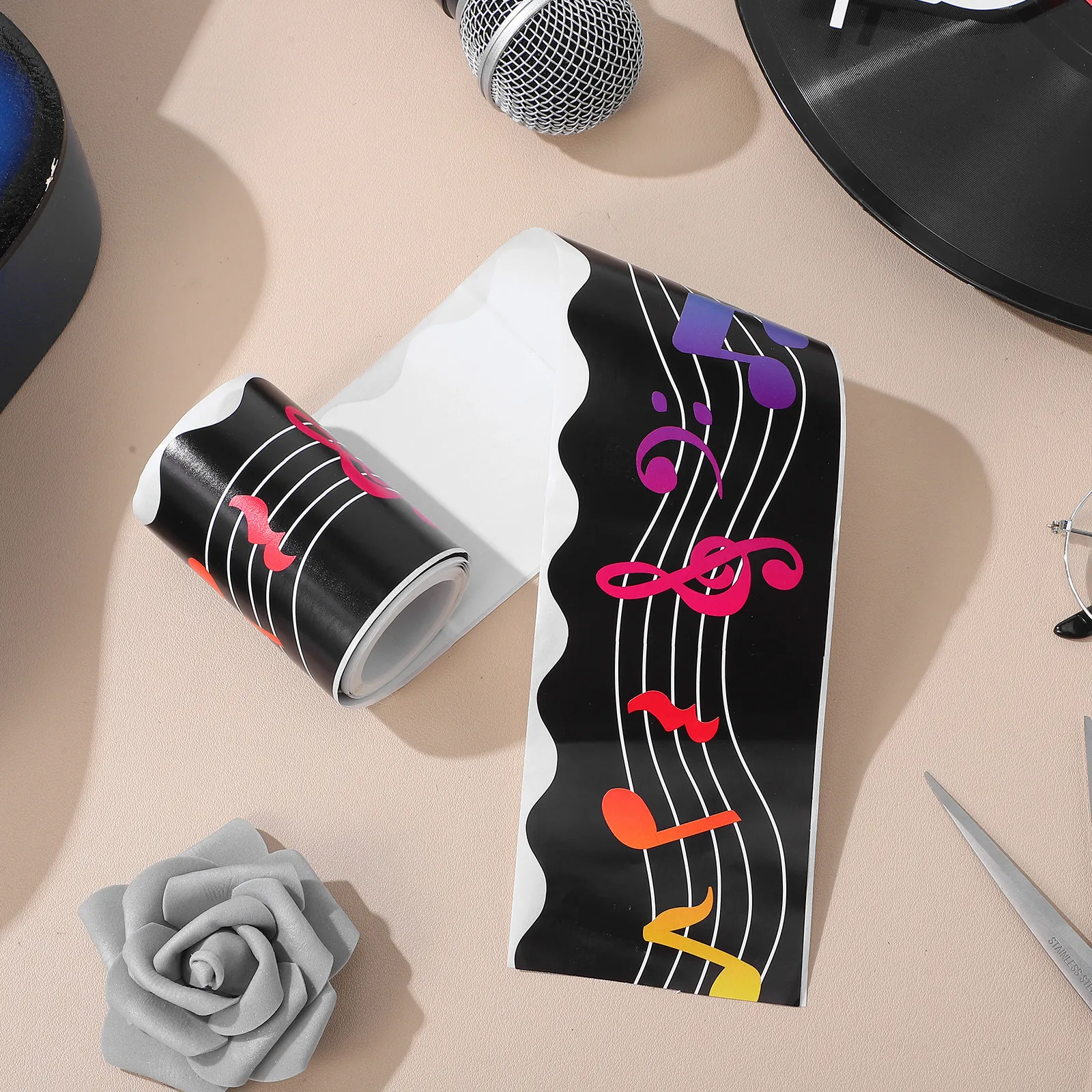 

1 Roll Musical Notes Border Sticker Music Theme Classroom Decor for Bulletin Board Chalkboard Wall Decals DIY Trim School Home
