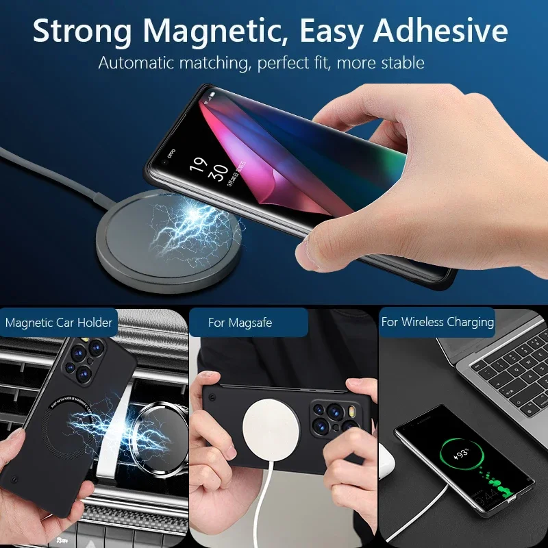 Frameless Magnetic For Slim Phone Case Cover For OPPO Find X3 Pro Case Cover Wireless Charging Hard Back Cover Cases