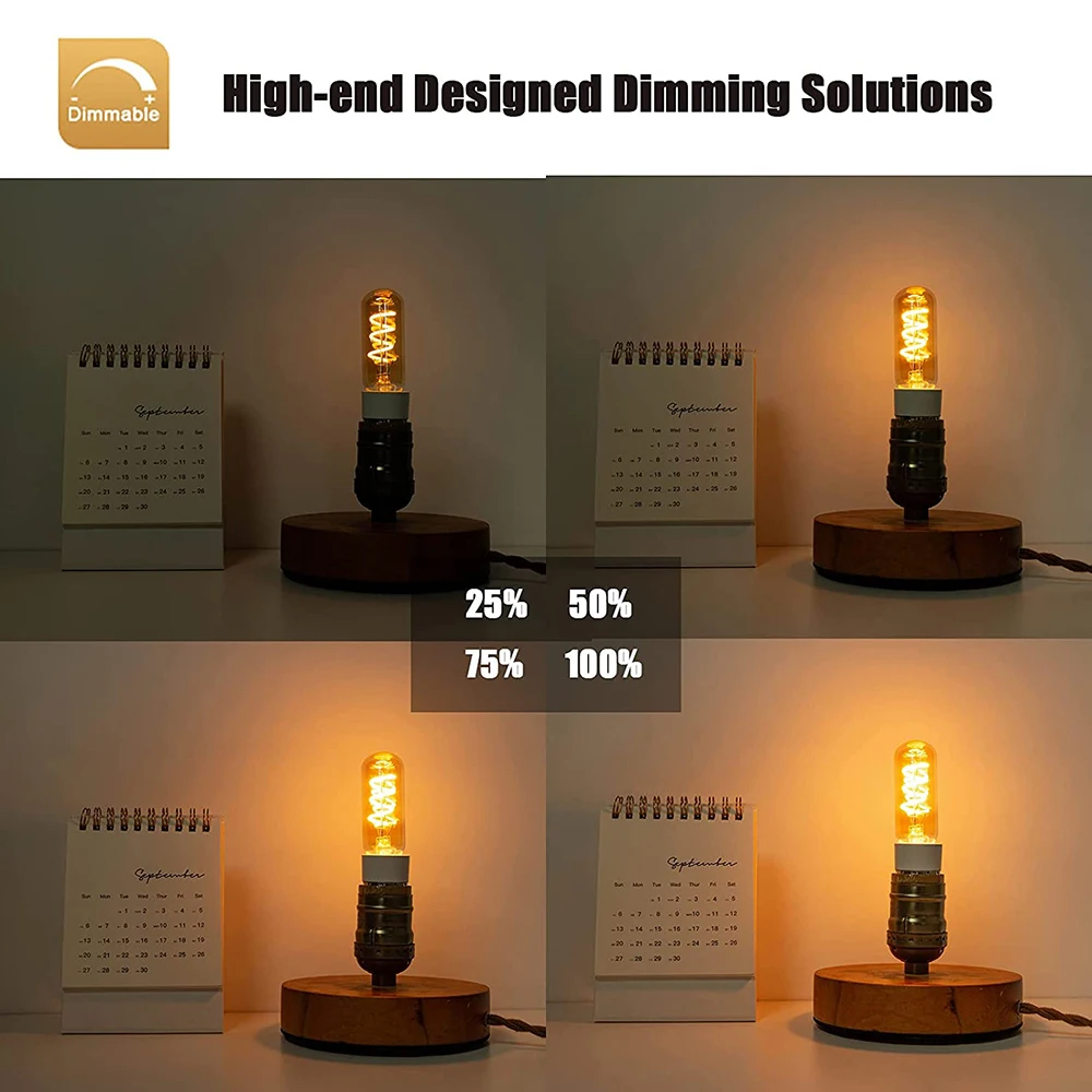 Tubular Retro Night Bulb E14 E12 220V 110V Dimmable 3W 2200K Soft Filament Living Room Table Light Chandelier Replaceable Bulbs