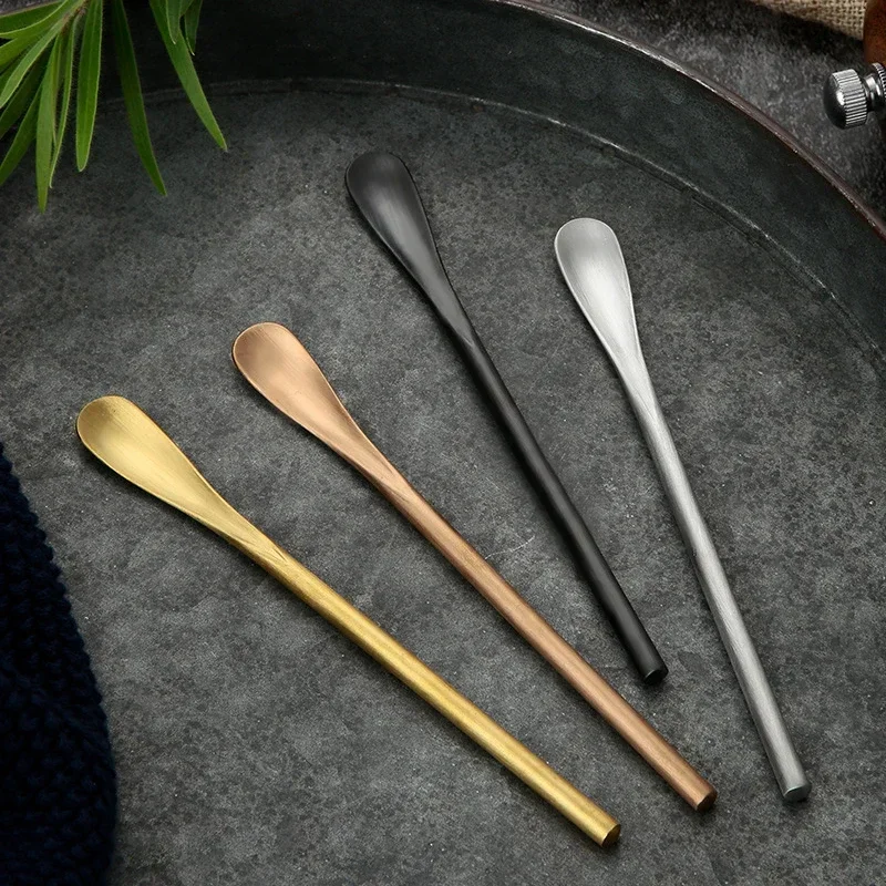 13/16cm Stainless Steel Coffee Stirring Spoon Honey Dessert Milk Ice Spoon Stirring Stick Bartending Stick Kitchen Bar Supplies