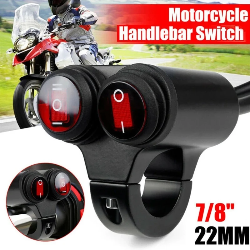 7/8\'\' 22mm Motorcycle Aluminum Alloy Handlebar Switches Waterproof 2 Files + 3 Files Headlight Fog Spot Light ON/OFF 12V