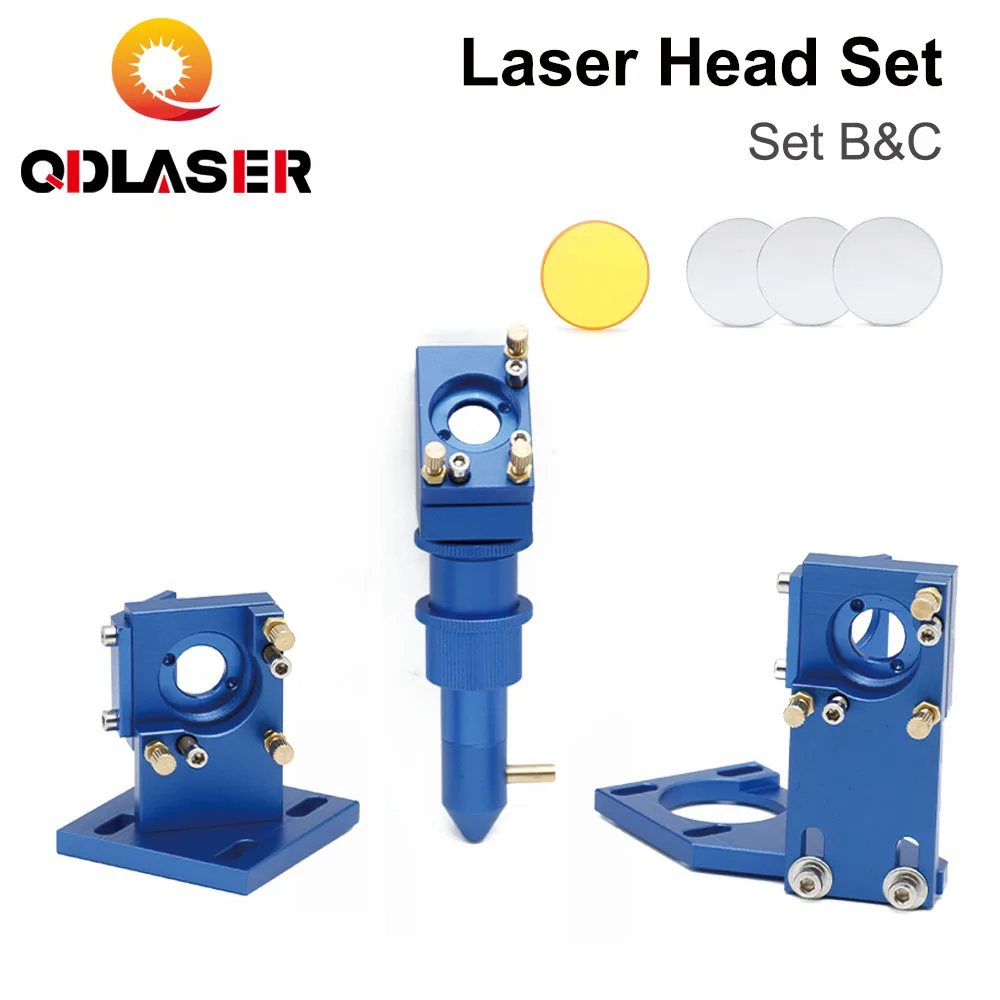 QDLASER CO2 Laser Head K Series Blue Golden Set with Lens Mirror 12/18/20mm for 2030 4060 K40 Laser Engraving Cutting Machine