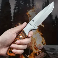 HX OUTDOORS Wild Wolf Survival Knife Army Hunting 5cr15 Stainless Steel 58HRC Straight Knives Essential Tool for Self-defense