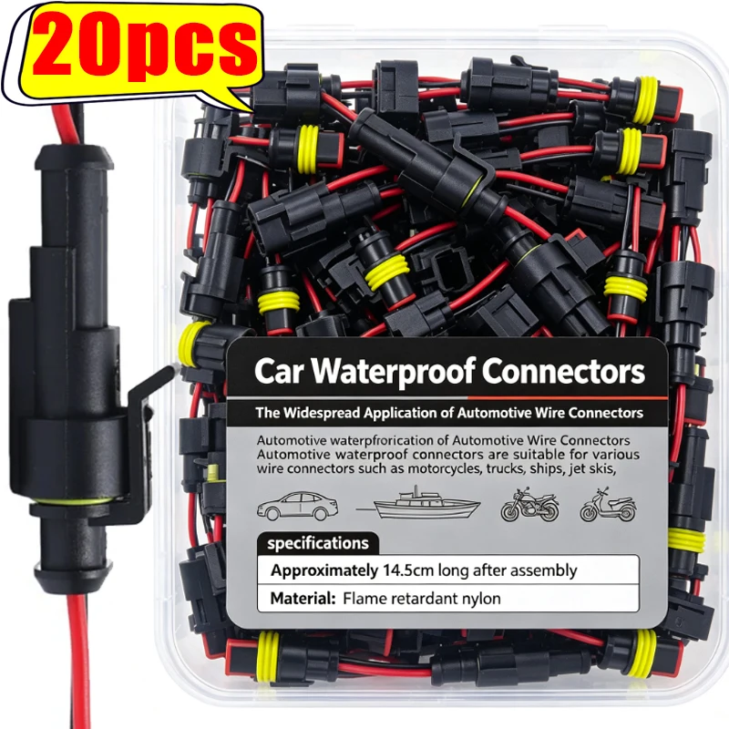 2-Pin Male/Female Electrical Connector Terminal Plugs and Sockets Waterproof Auto Marine Truck Wiring Installation Parts 1-20pcs