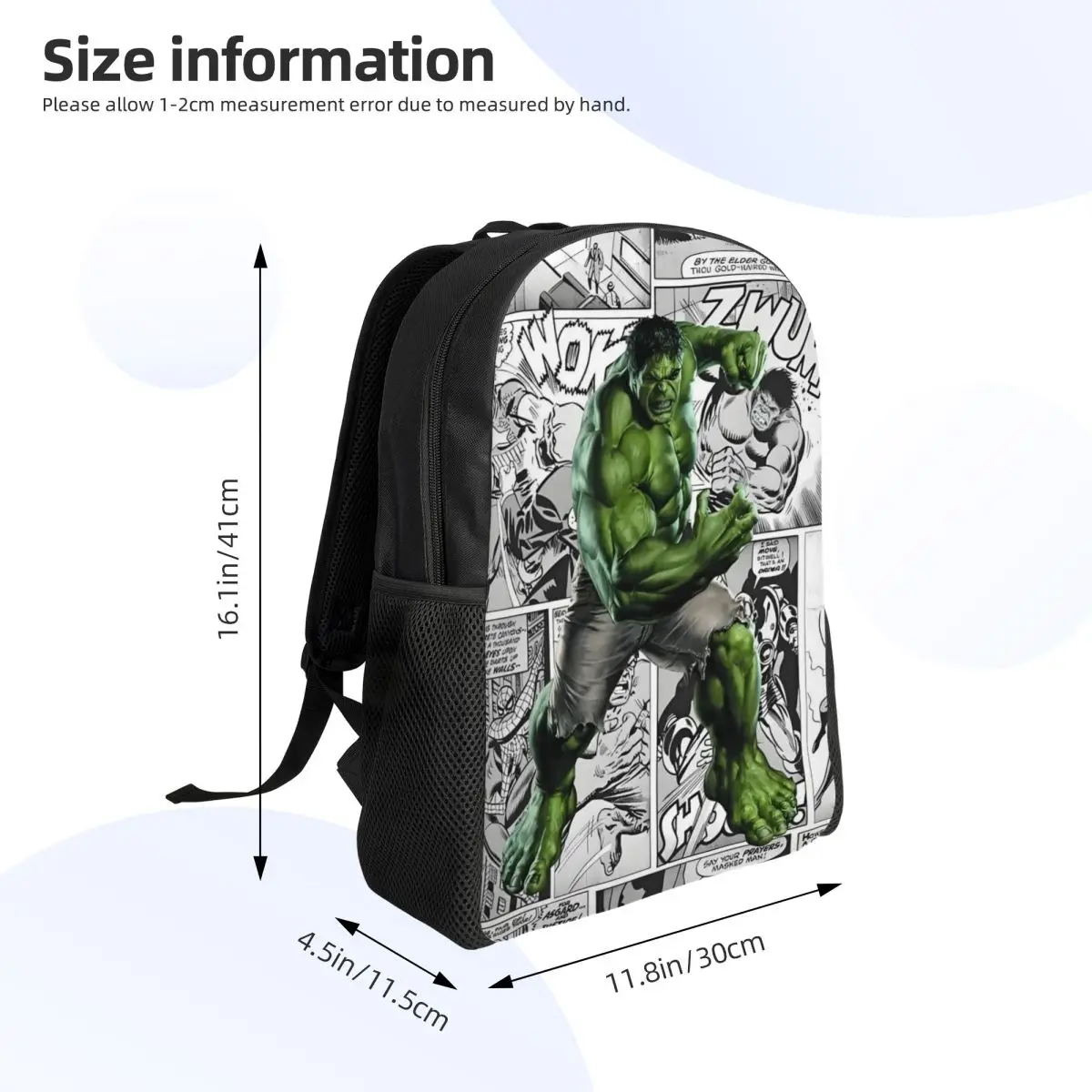 Custom Comics Hulk Travel Backpack Women Men School Laptop Bookbag Cartoon Movie College Student Daypack Bags