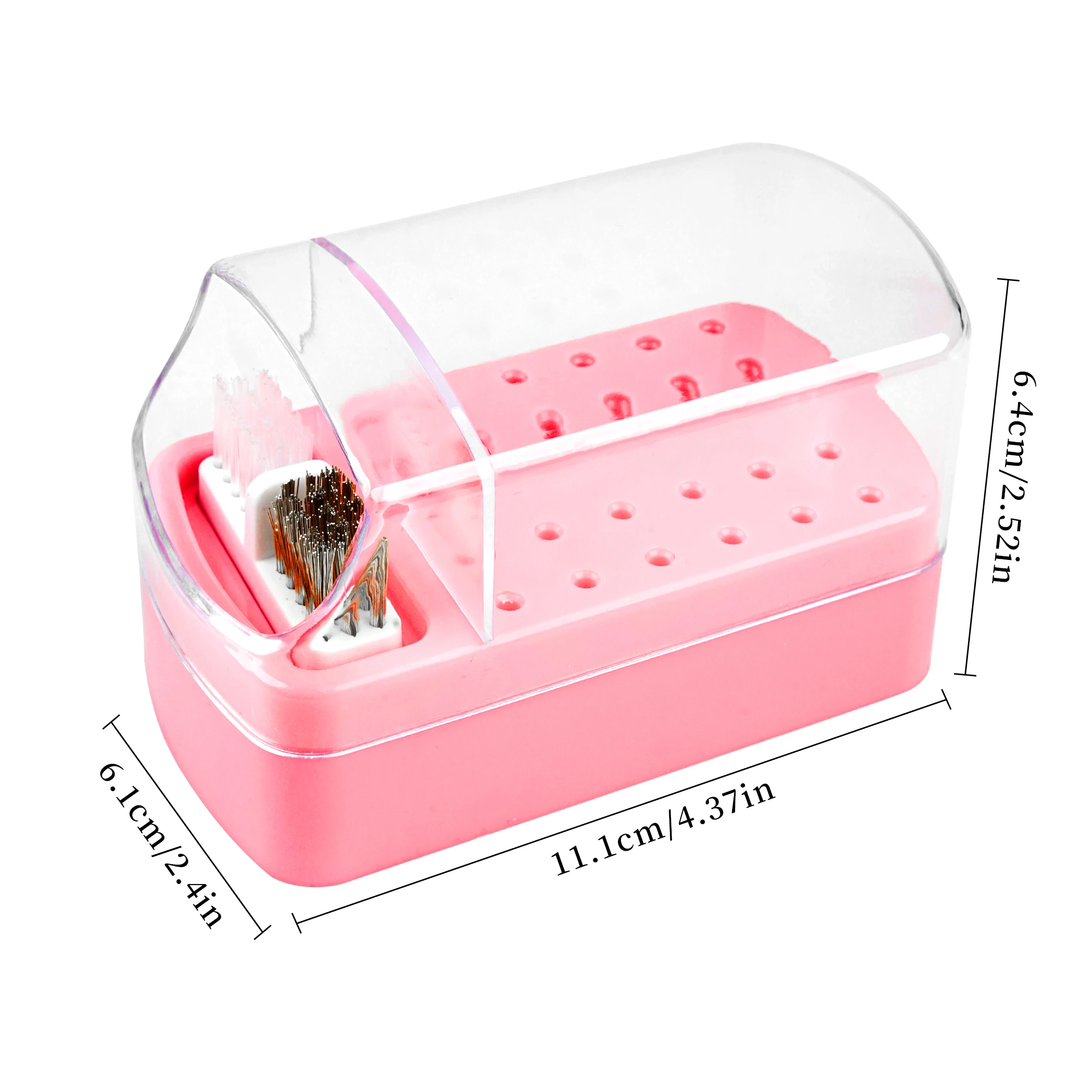 New Nail Art Drill Grinding Polish Head Bit Organizer Holder Clean Storage Box 2-in-1 Nail Sanding Manicure Head Brush Display