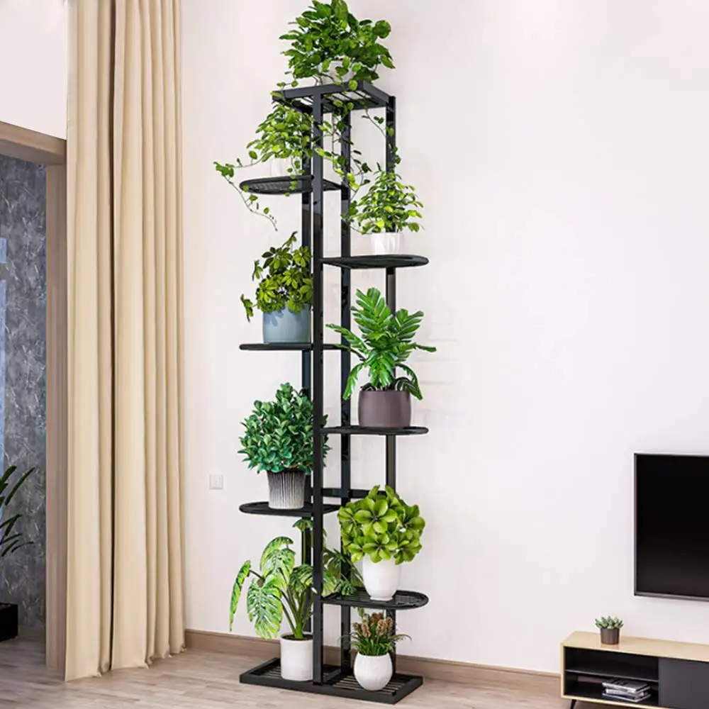 8 Tier Metal Flower Pot Stand Rack Plant Stand for Living Room Balcony Hallway Garden Corner or Courtyard Planter Display Rack