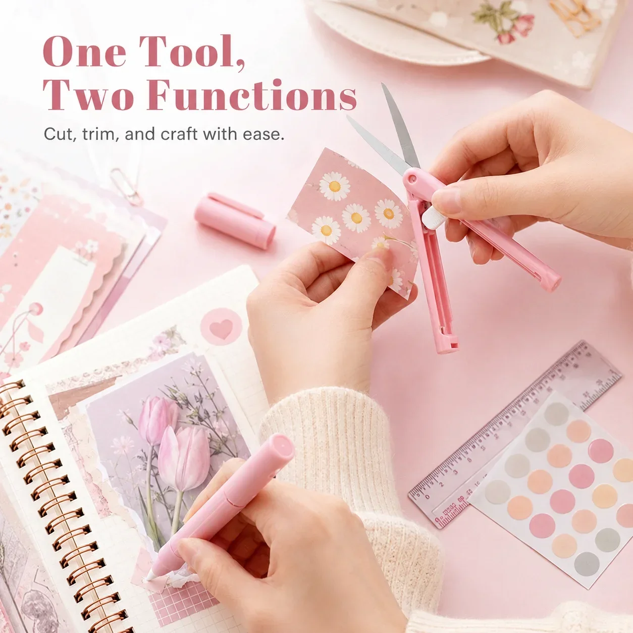 Foldable Mini Scissors With Hidden Ceramic Engraving Knife Pen Type Portable DIY Cutting Kit