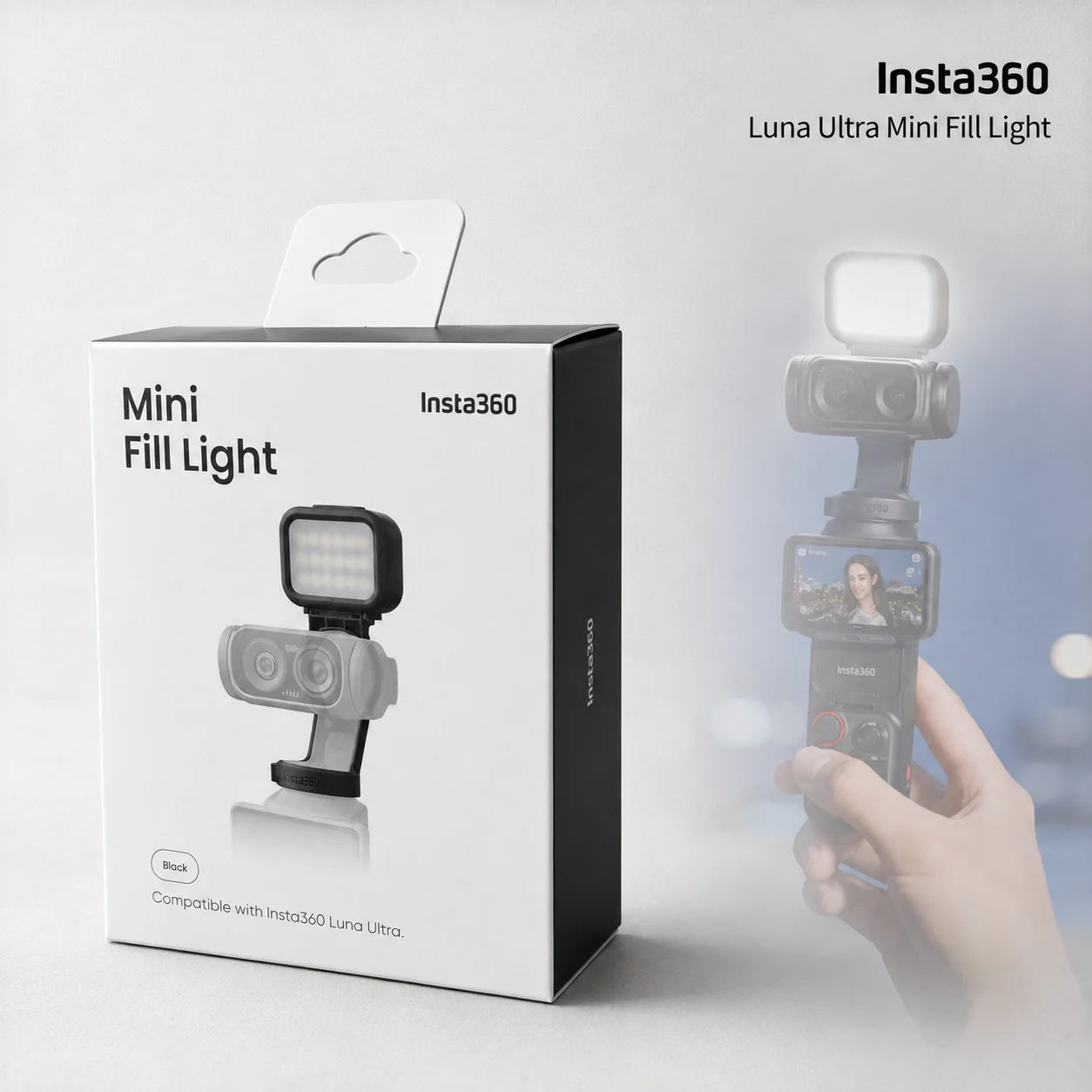 Insta360 Luna Ultra Mini Magnetic Fill Light 4-Level Color Temperature Brightness LED Video Light for Vlog Selfie