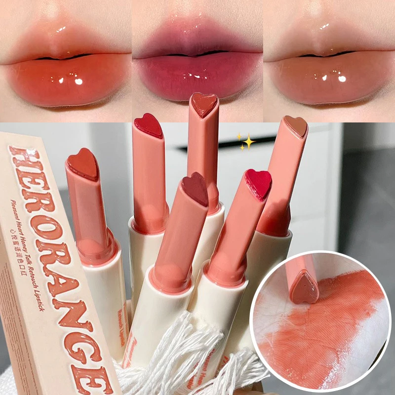 Water Mirror Solid Lip Gloss Moisturizing Love Shape Lipstick Crystal Jelly Transparent Lip Tint Long Lasting Makeup Cosmetic