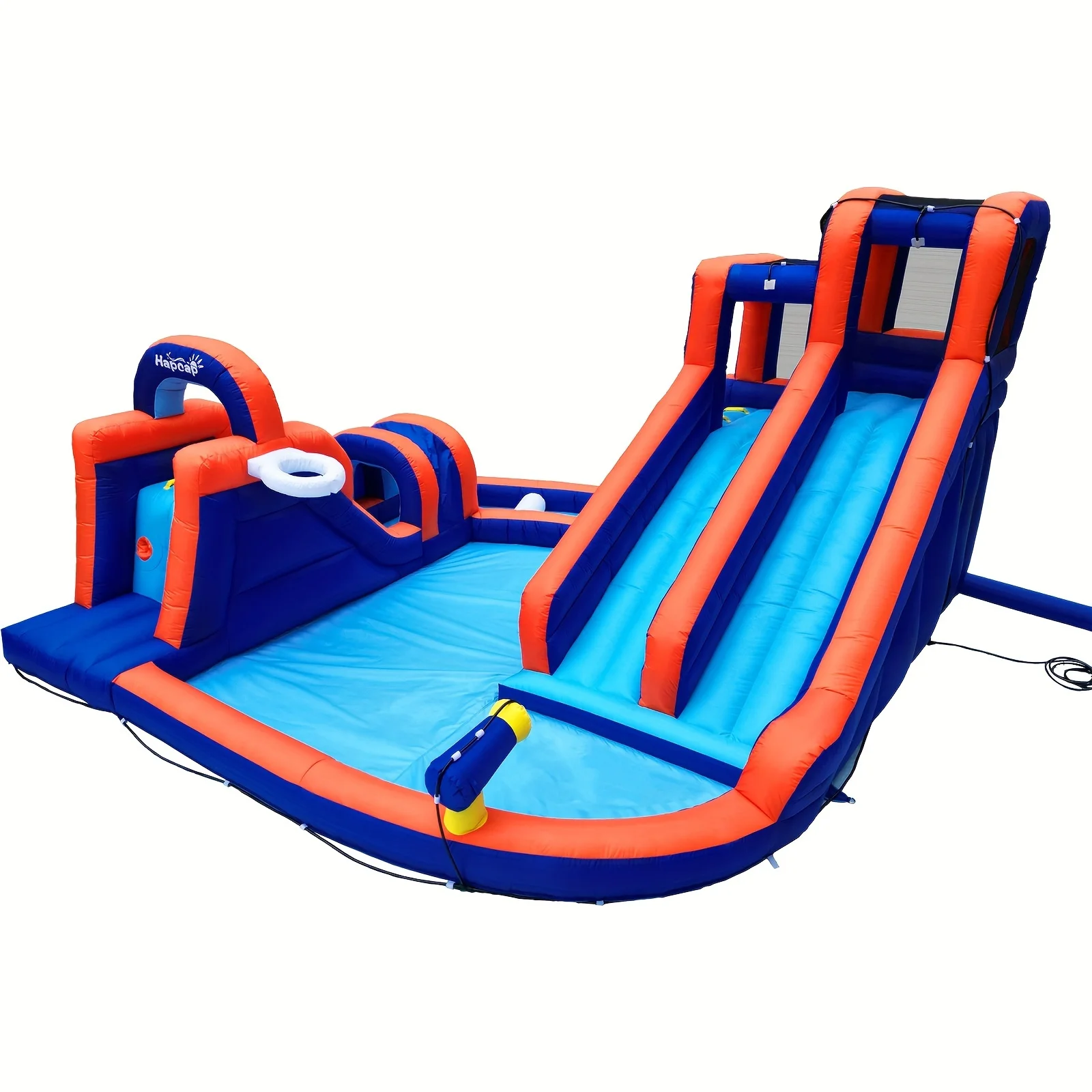 

HapCap Inflatable Water Slide,Obstacle Course Bounce House for Outdoor Backyard,with Air Blower,13.8 ft x 13.5 ft