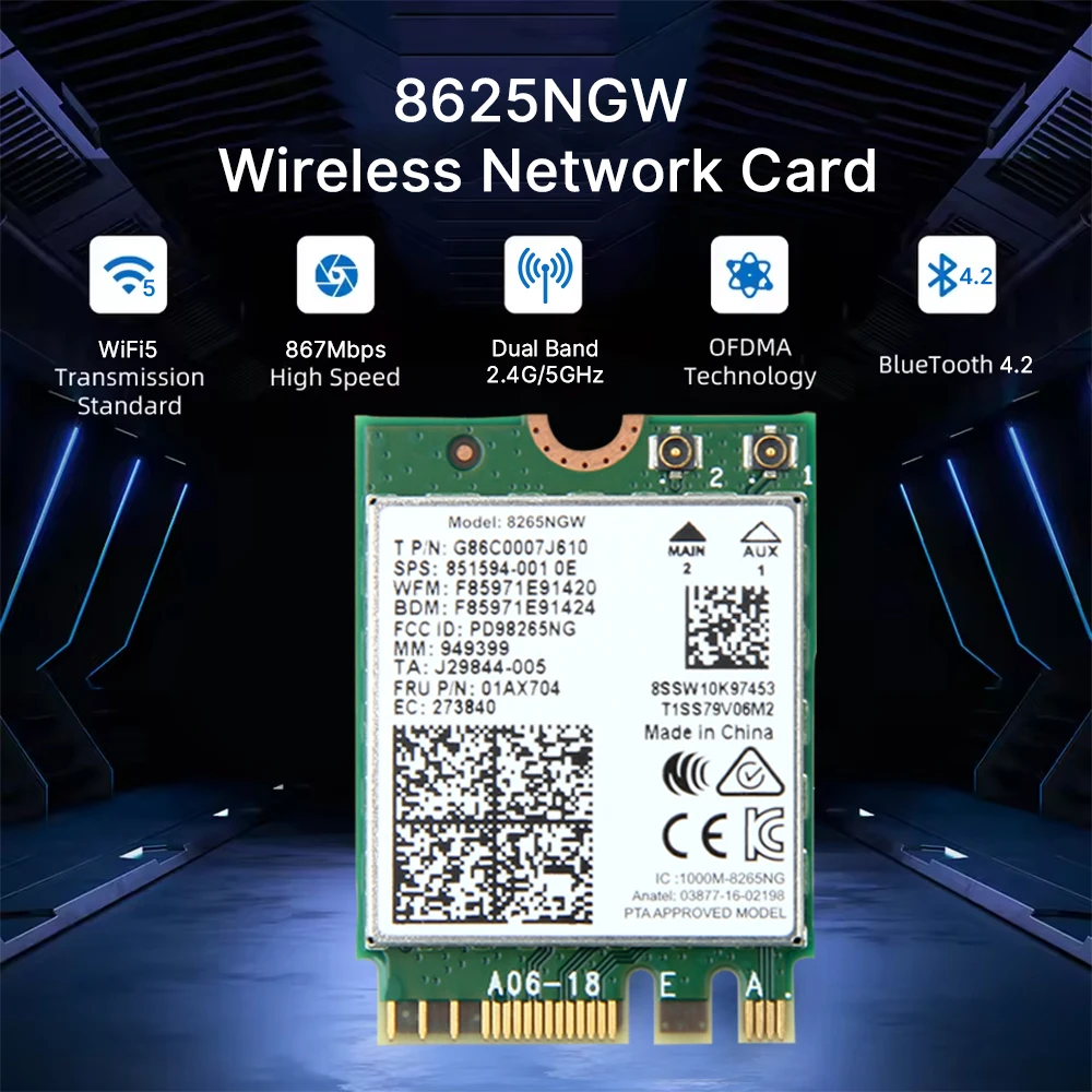 For Intel 8265 AC8265 8265NGW NGFF for M.2 867M Wifi Card WIFI