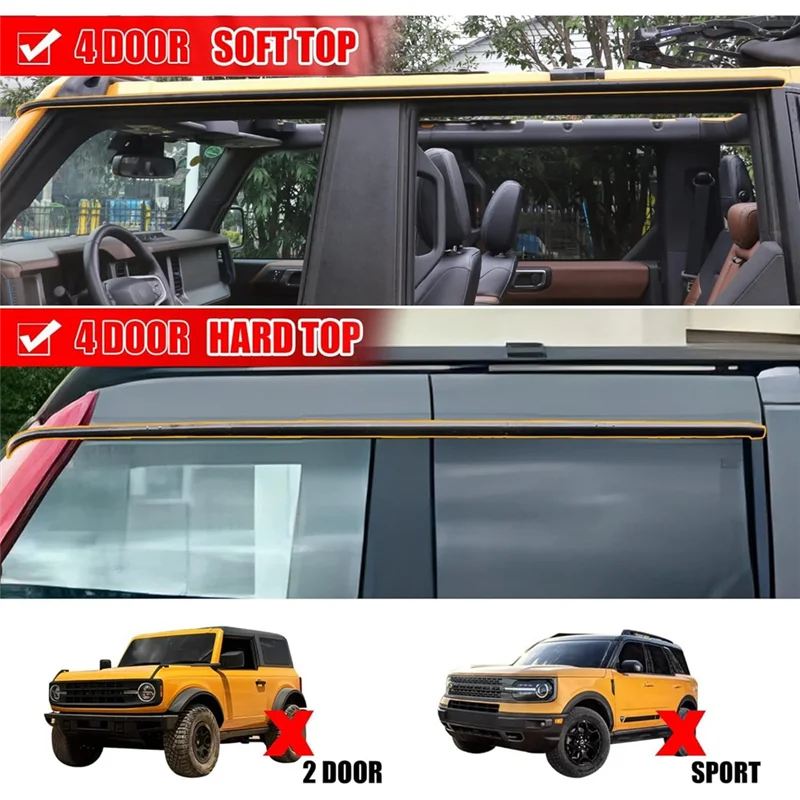 A42M-For Ford Bronco 4-Door 2021-2024 نافذة السيارة سقف المطر مزراب الجانب نافذة منحرف اكسسوارات سائق