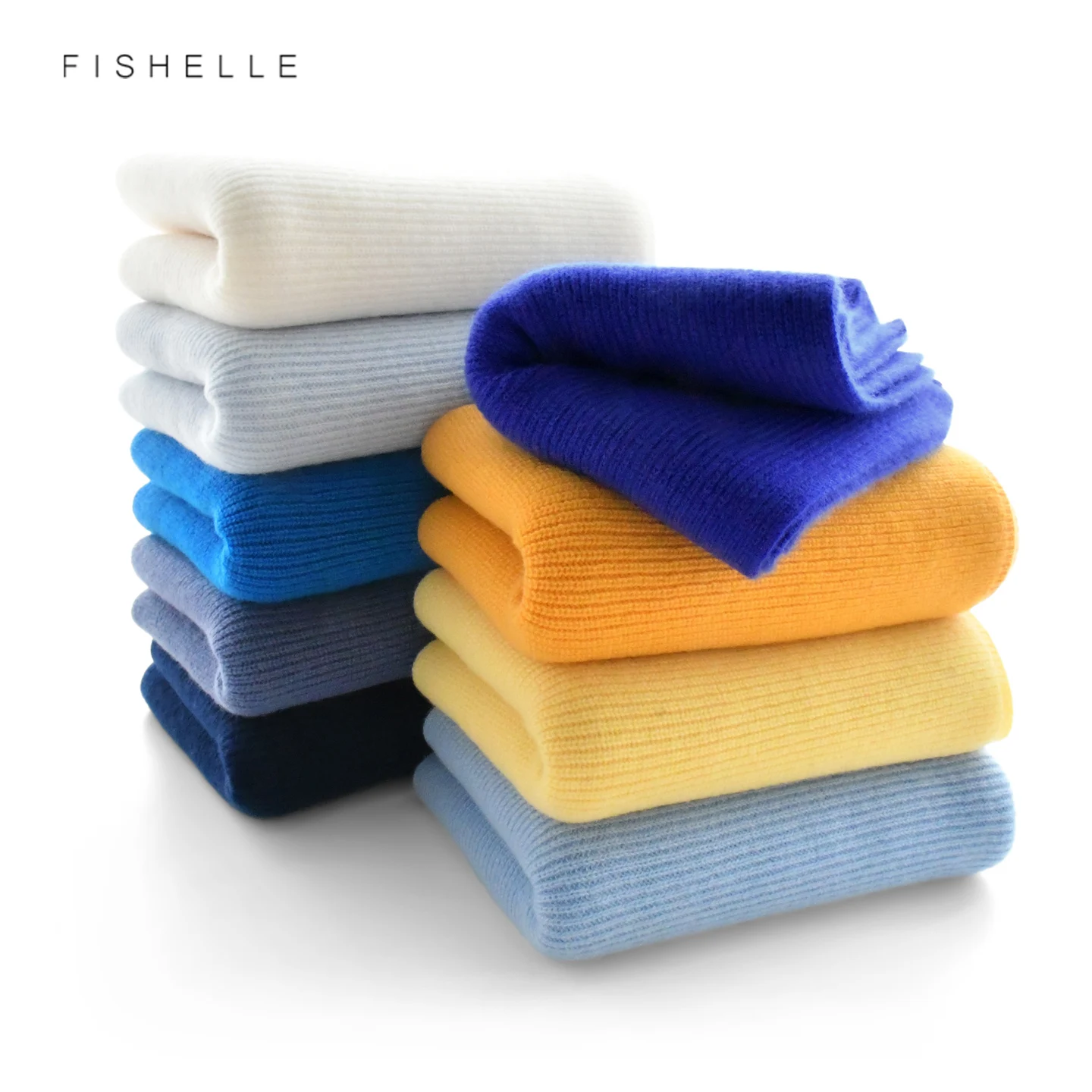 Royal Blue Cashmere Scarf Unisex Winter Yellow Wool Scarves Knitted Soft Warm Shawl Short Neck Outdoor Solid Color