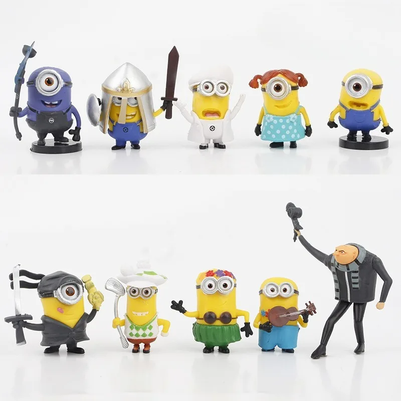 

New Cute Cartoon Toys 10Pcs/Set Minions Kevin Bob Gru 3D Eye Despicable Miniones Action Figures Toys for Birthday Gifts