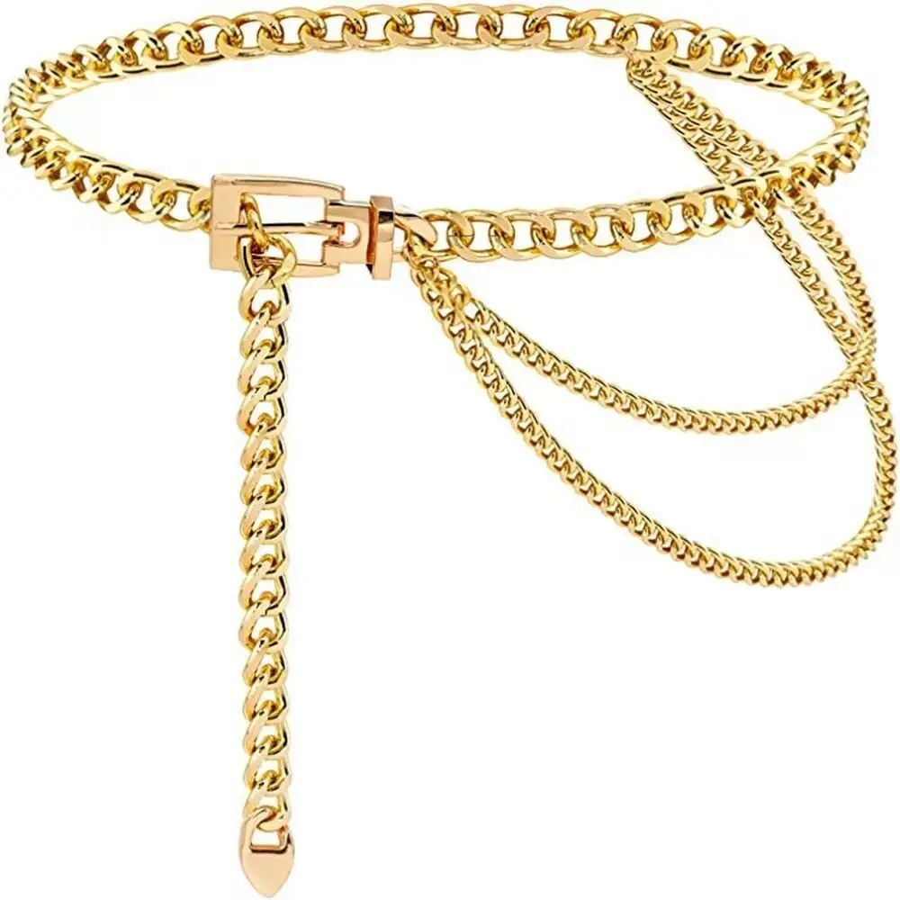 

Fashion Multilayer Metal Chain Gold Silver Punk Dress Waist Chain Jeans Accessory Moon Star Belt