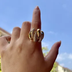 Vintage Irregular C Shape Open Ring for Women Men Vintage Zircon Metal Style Finger Y2K Accessories Fashion Jewelry