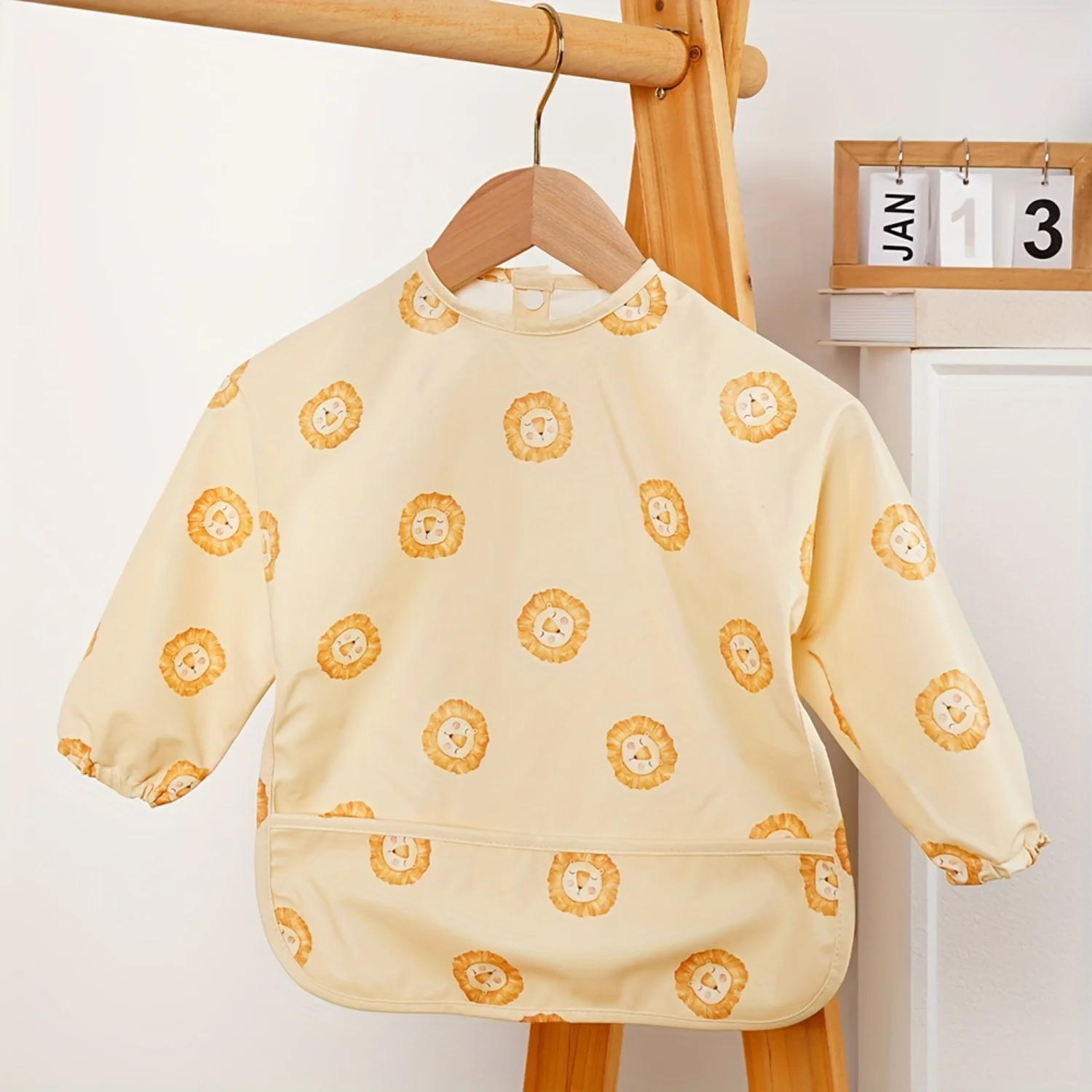 Unisex Baby Long-Sleeve Bib - Waterproof, Easy-Clean Pu  For Ages 0-36 Months