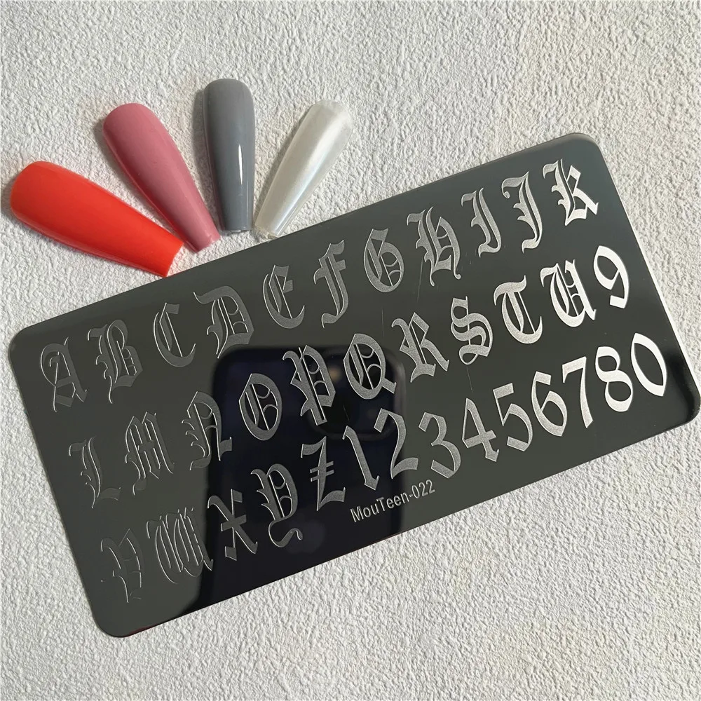 Big Gothic Stamping Plate Gothic Letter Nail Plate Letters Nail Stamp Plate Mouteen-022