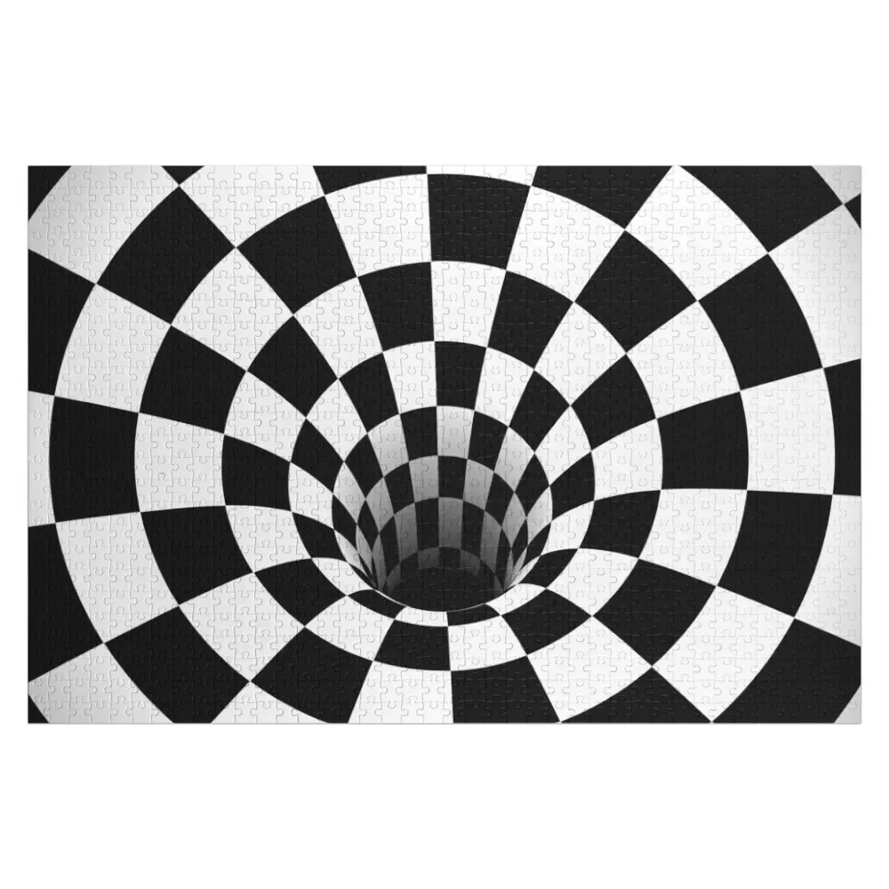 

Optical Illusion Black Hole Checkerboard (Black/White) Jigsaw Puzzle Wooden Animal Personalized For Kids Puzzle