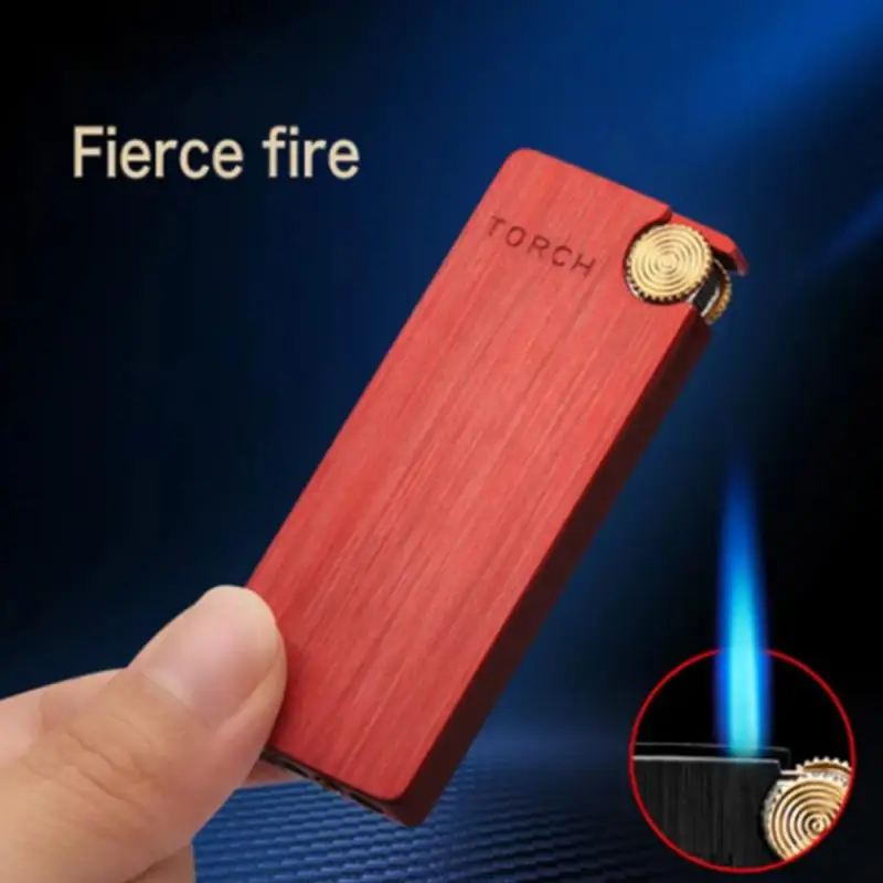 Ultra-thin Metal Butane Gas Lighter Portable Turbo Jet Straight Flame Flashlight Lighter Cigar Cigarette Gadget For Mens Gift